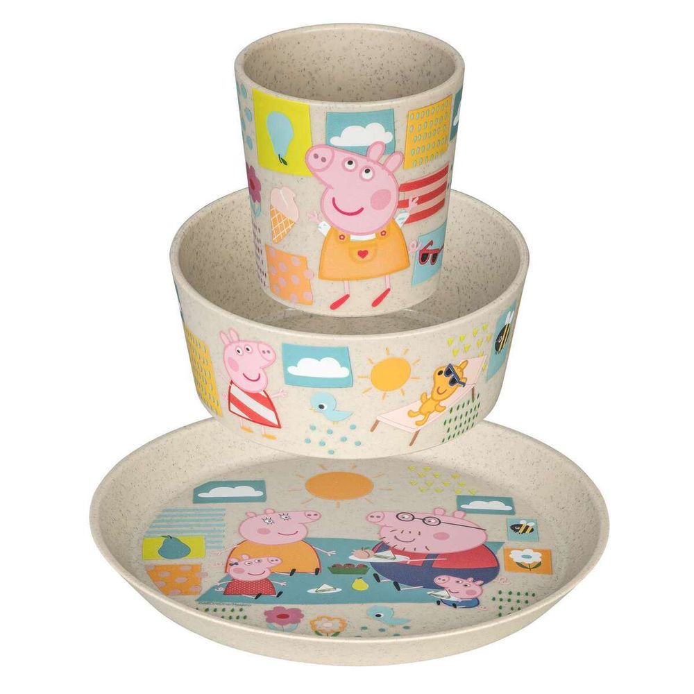 Koziol Connect Peppa Pig Small Plate + Bowl + Cup - Sand