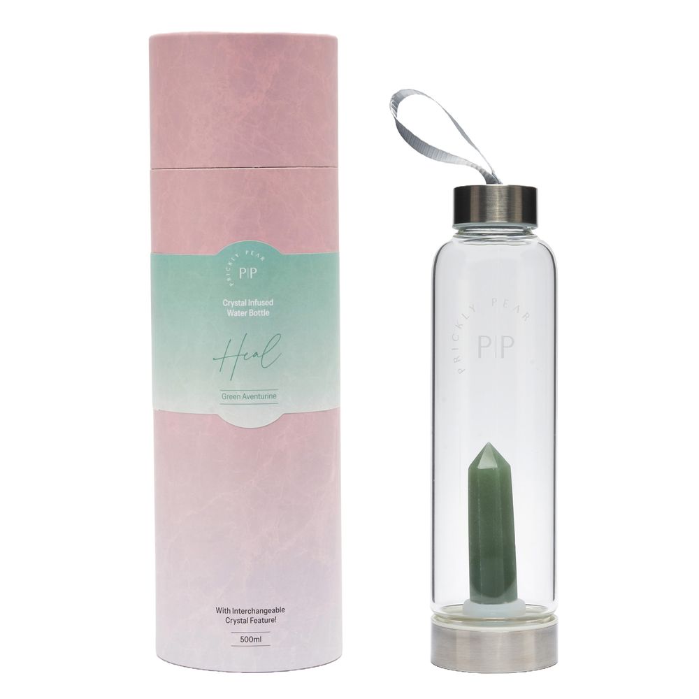 Prickly Pear Green Aventurine Interchangeable Crystal Water Bottle - 500ml