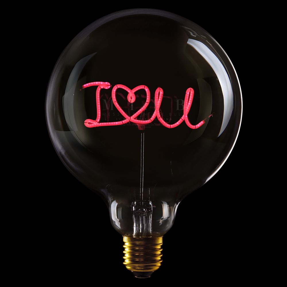 Message in the Bulb 904052RX I Love U LED Light Bulb (6 Volt) - Clear Glass - Red Light