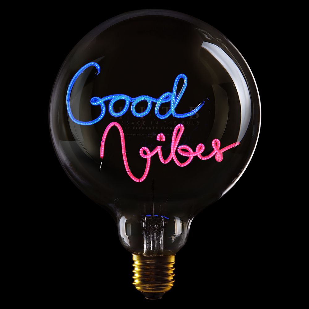 Message in the Bulb 904061BRX Good Vibes LED Light Bulb (6 Volt) - Clear Glass - Blue & Red Light