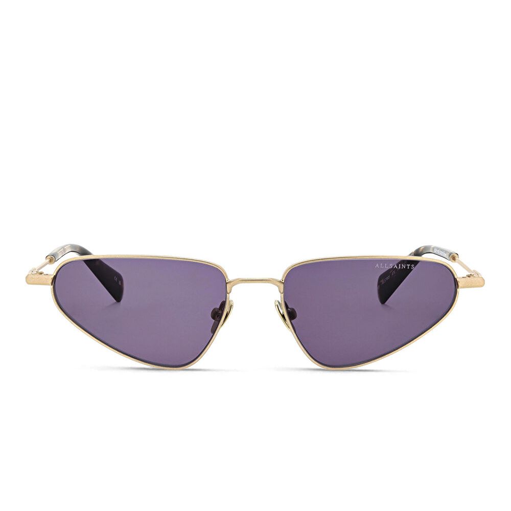 AllSaints Logo Cat-Eye Sunglasses - Gold / Solid Grey (192087001)