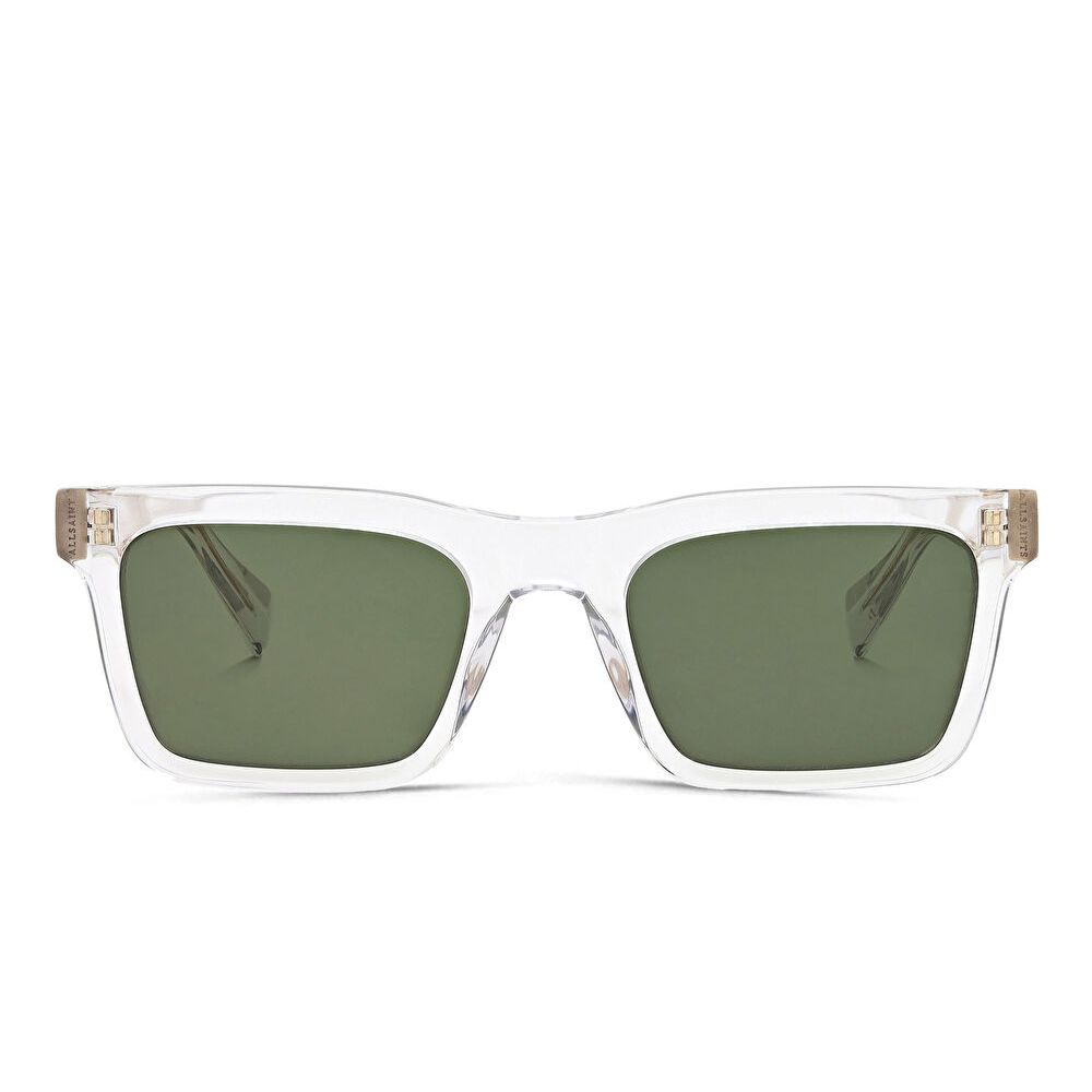 AllSaints Logo Rectangle Sunglasses - Clear / Solid Green (192080003)