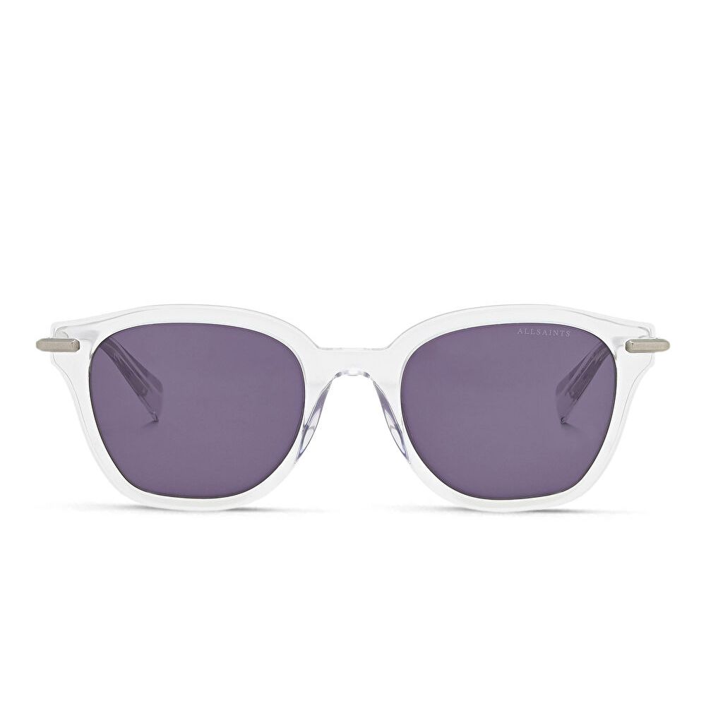 AllSaints Logo Square Sunglasses - Clear / Solid Grey (192081003)