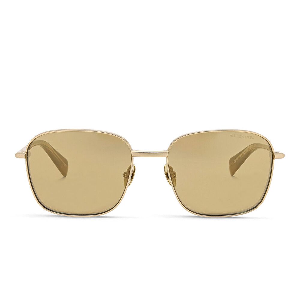 AllSaints Logo Square Sunglasses - Gold / Gold (192083001)