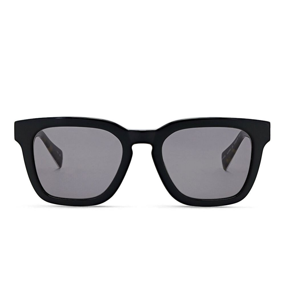 AllSaints Logo Square Sunglasses - Black / Solid Grey (192077001)