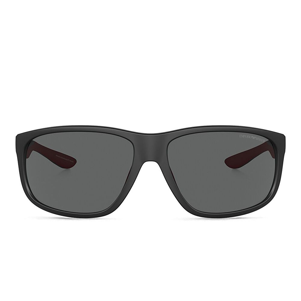 Emporio Armani Logo Rectangle Sunglasses - Black / Dark Grey (185561001)