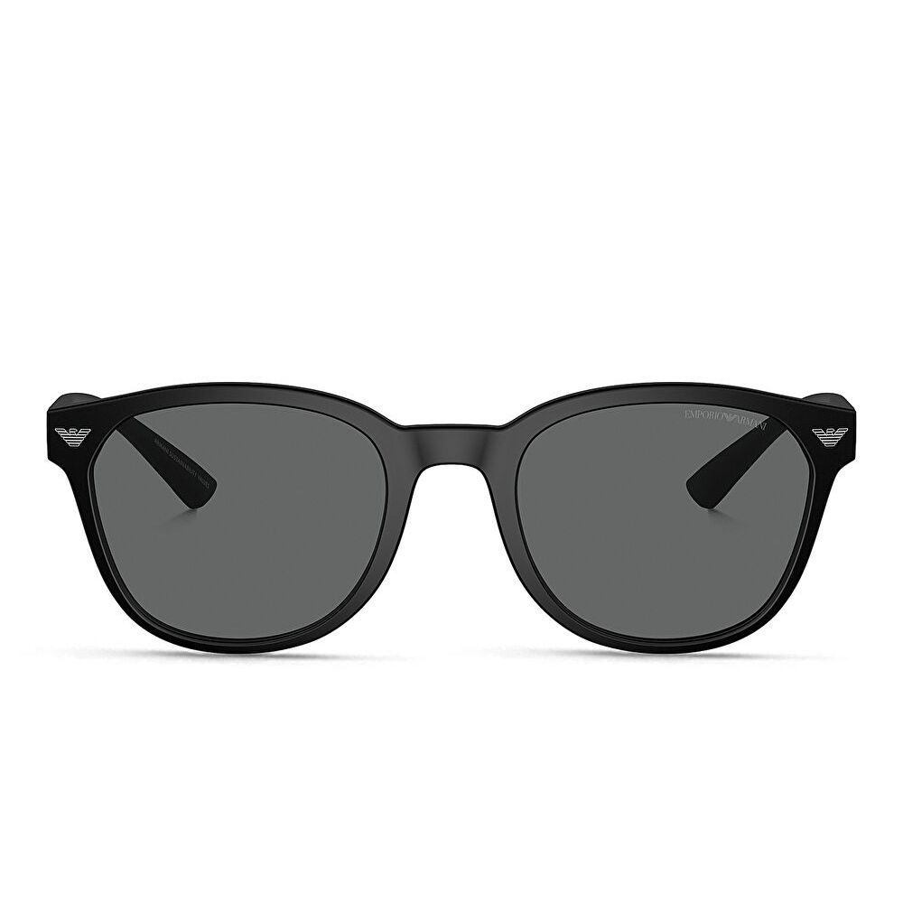 Emporio Armani Logo Round Sunglasses - Black / Dark Grey (192505001)