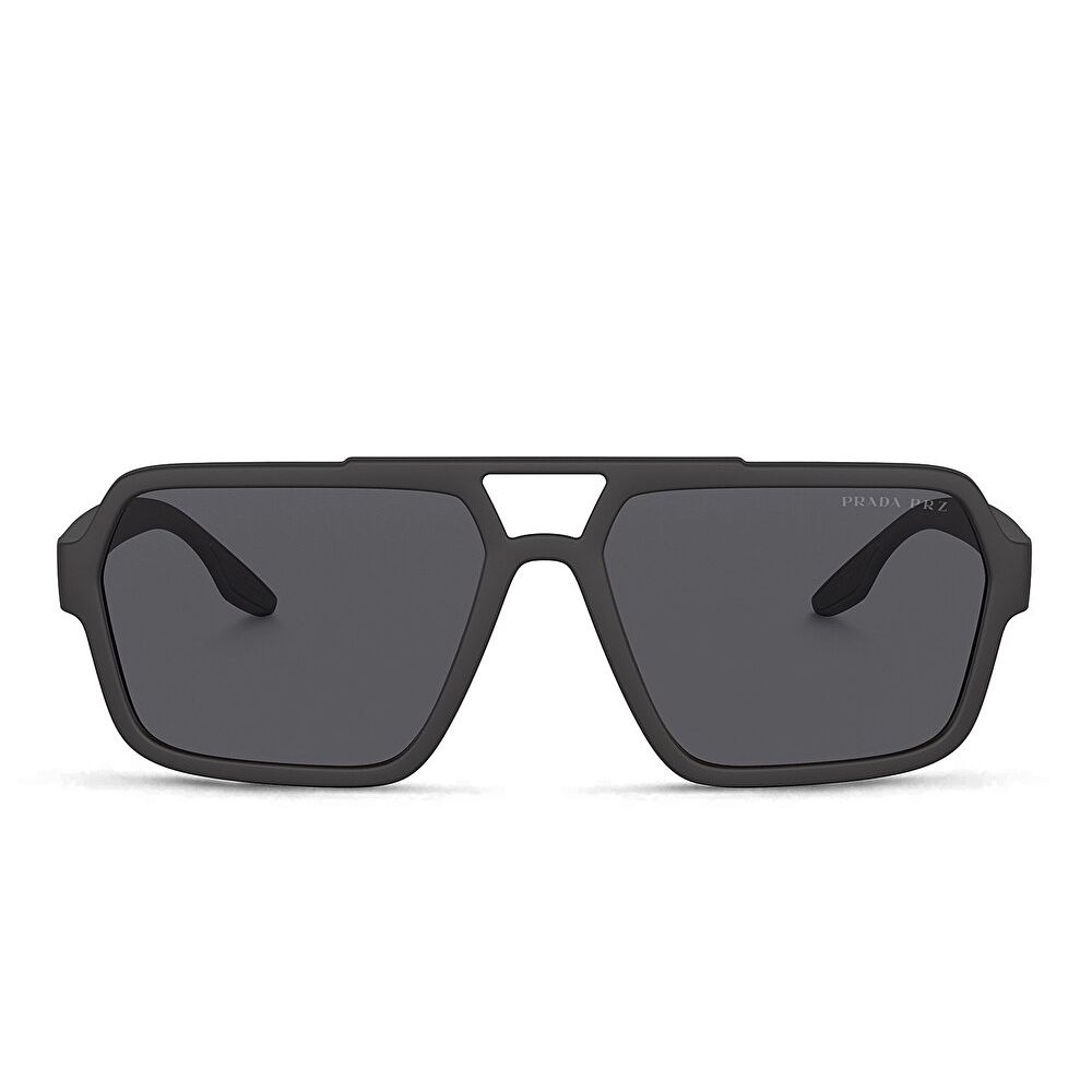 Prada Linea Rossa Wide Rectangle Sunglasses - Black / Polarized Dark Gray (163605003)