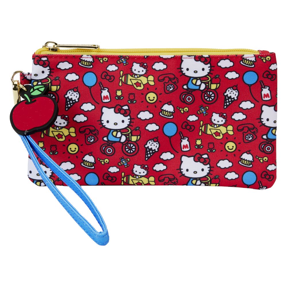 Loungefly Pouch Hello Kitty 50th Anniversary Classic Allover Print Nylon Zipper Pouch Wristlet
