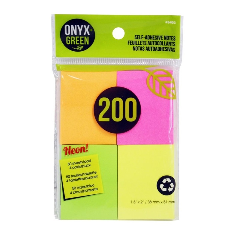 Onyx + Green Self Adhesive Notes Neon 1.5 x 2 cm (Pack of 4)