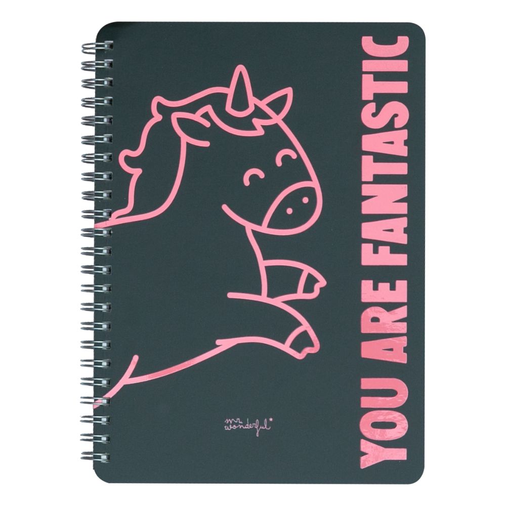 Mr. Wonderful A5 Notebook Unicorn Black - You Are Fantastic