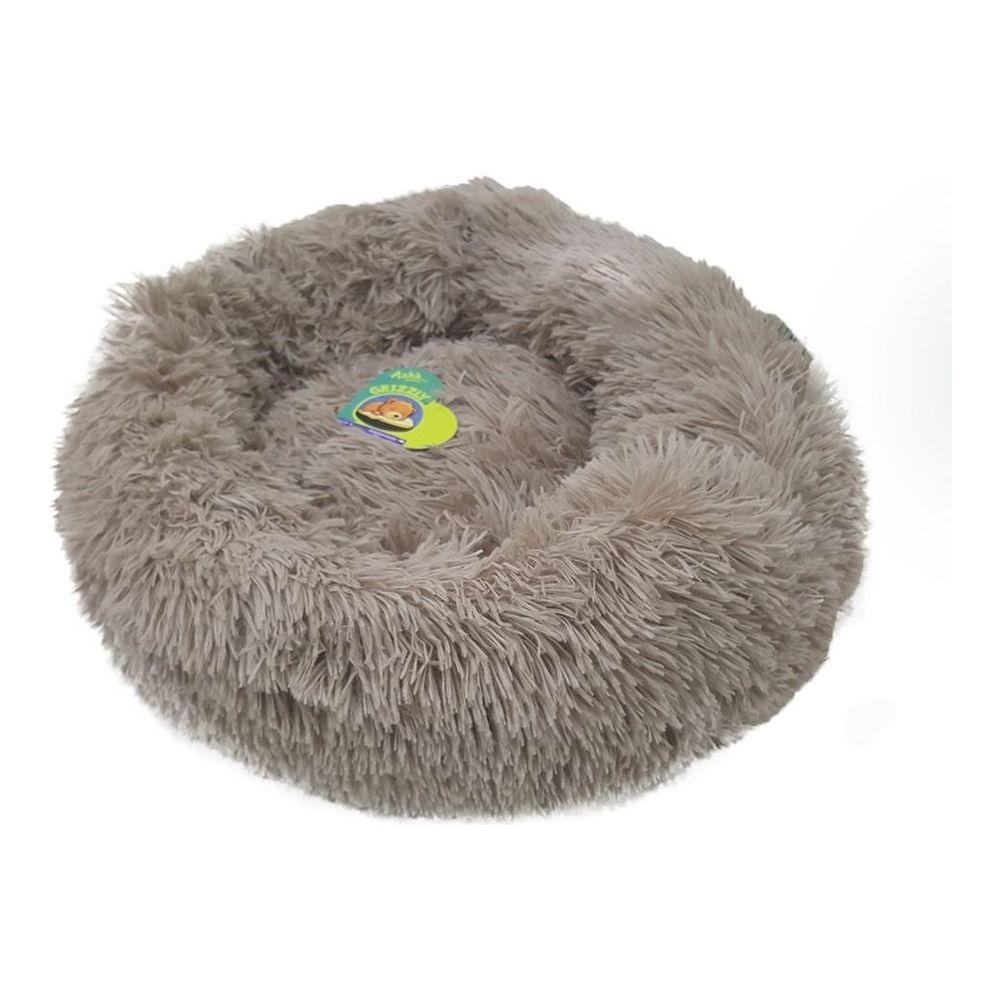 Nutrapet Grizzly Velor Plush Round Pet Bed Beige Small - 50 x 15 cm