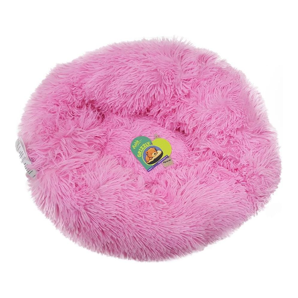 Nutrapet Grizzly Velor Plush Round Pet Bed Pink Small - 50 x 15 cm