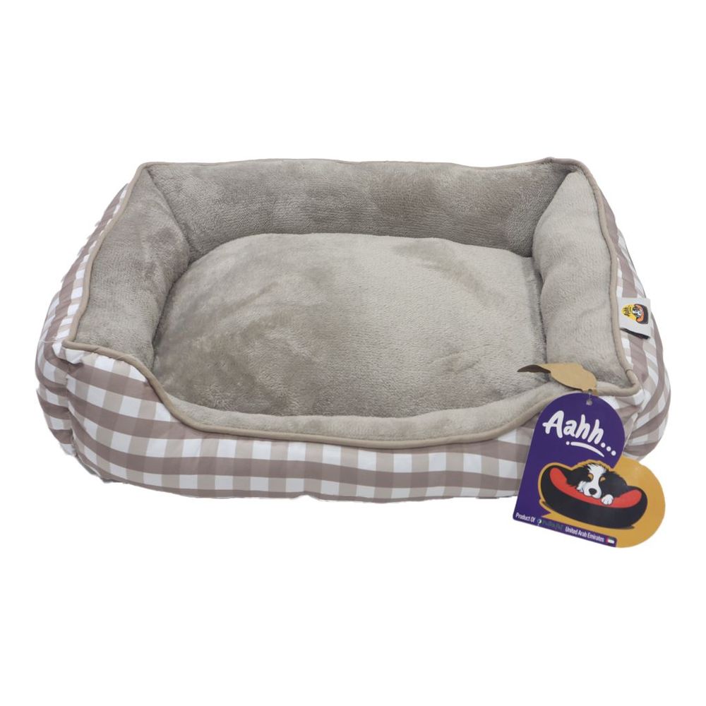 Nutrapet Aahh Dog Bed Squarey L46 x W36 x H42 cm Flannel Beige Checkered