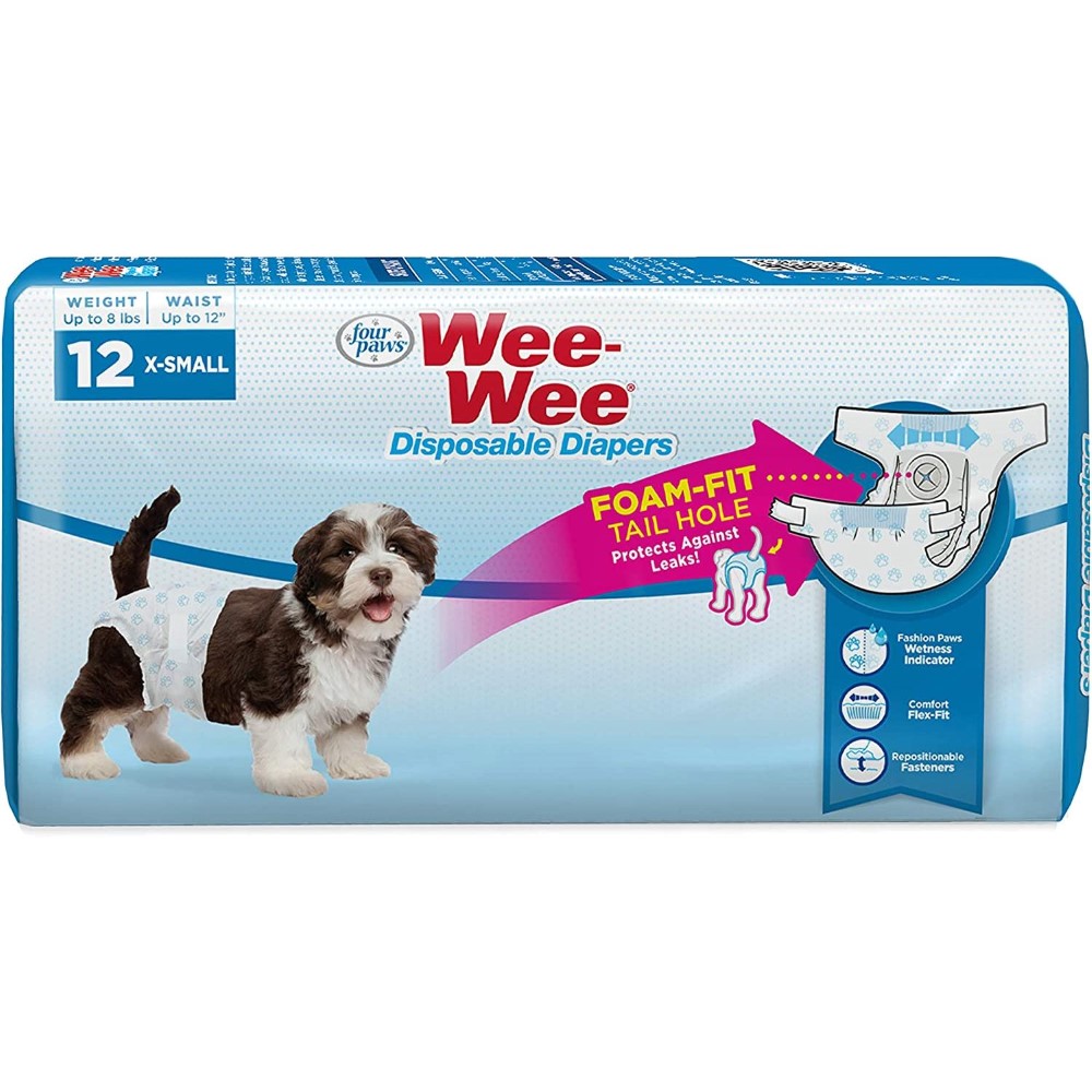 Four Paws Wee-Wee Disposable Diapers - 12 Pack X-Small