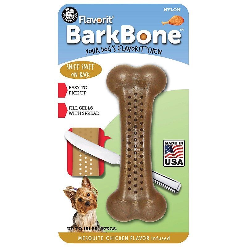 Pet Qwerks Barkbone Flavorit Mesquite Chicken Flavor Bone Nylon Dog Chew Toy - Small
