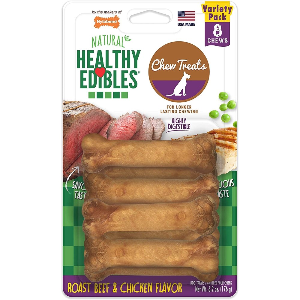 Nylabone Longer Lasting Roast Beef-Chickenbacon Variety Triple Pk Blister Crd Petite