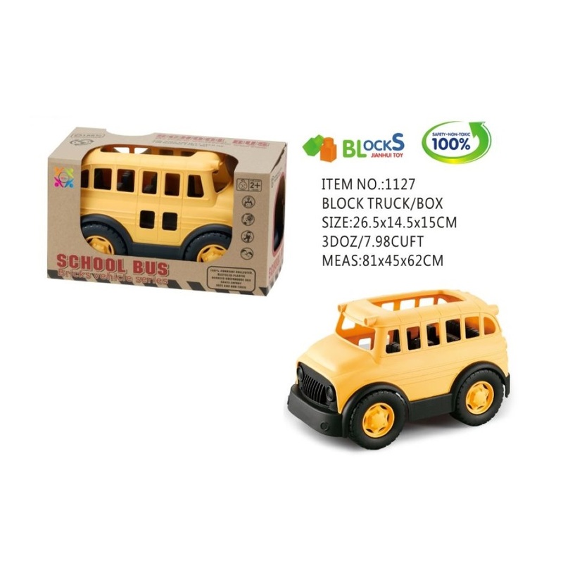 Roll Up Kids Eco Friendly School Bus Bricks Vehicle