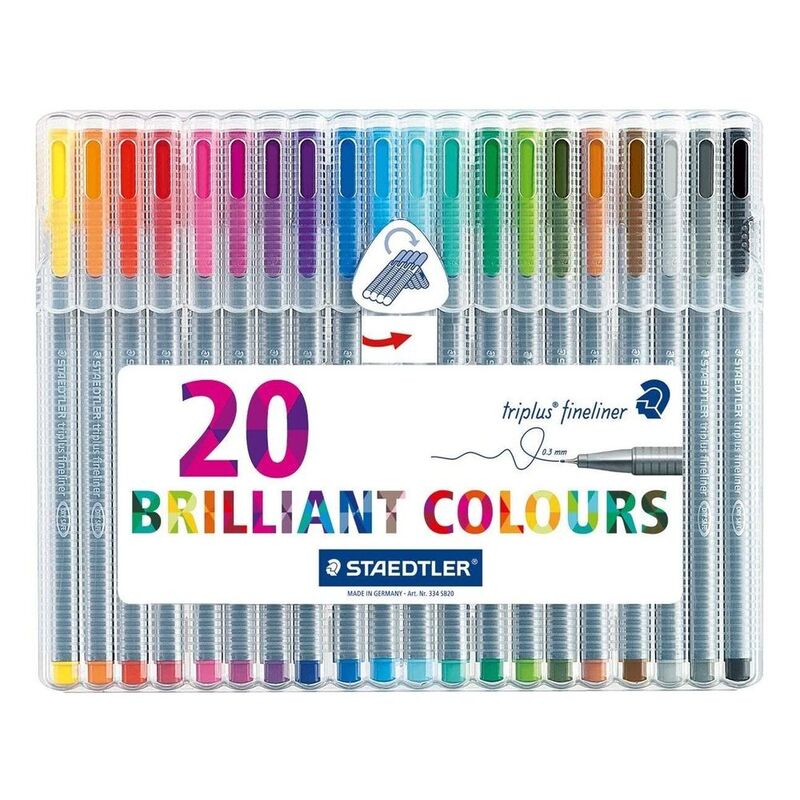 Staedtler Triplus Fineliner Pens - Assorted Colours (Pack Of 20)