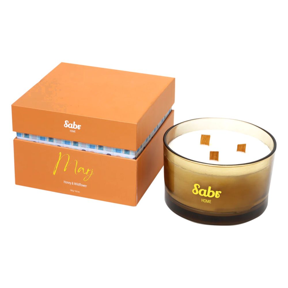 Sabr Marj Wood Wick Candle Honey & Wildflower 520G