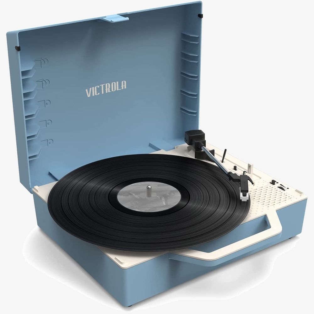 Victrola Re-Spin Sustainable Bluetooth Suitcase Record Player - Light Blue