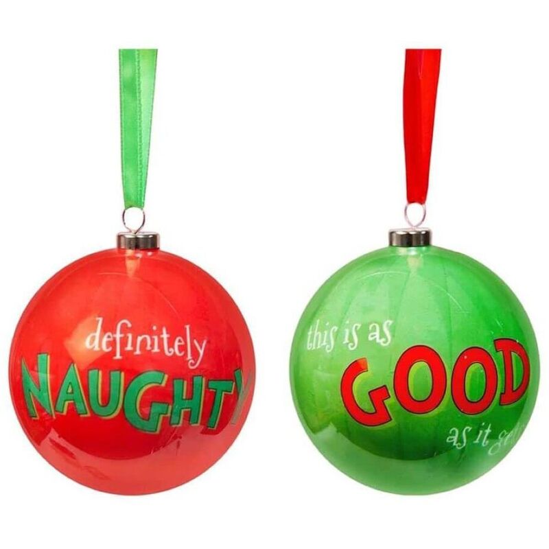 Santa's Workshop The Grinch Baubles Definitely Naughty/As Good As (Set of 2)