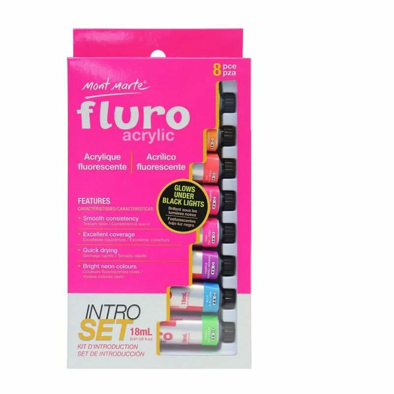 Mont Marte Fluro Acrylic Intro 18ml (Set of 8)