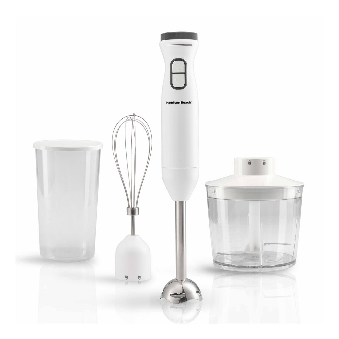 Hamilton Beach Turbo Boost Hand Blender 600W With Chopper/Whisker/Beaker - White