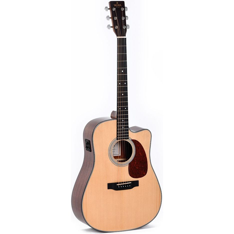 Sigma Guitars DMC-1E D-14 Fret Solid Top Sitka Spruce Cutaway Semi-Acoustic Guitar - Natural High Gloss - Include Softcase
