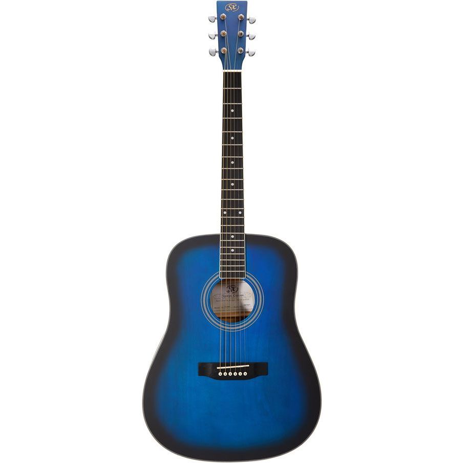 SX Guitar SD104GBUS Dreadnought Acoustic - Gloss Blue Sunburst - Includes Free Softcase
