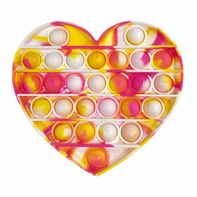 Squizz Toys Pop The Bubble Heart Tie Dye Yellow/Pink