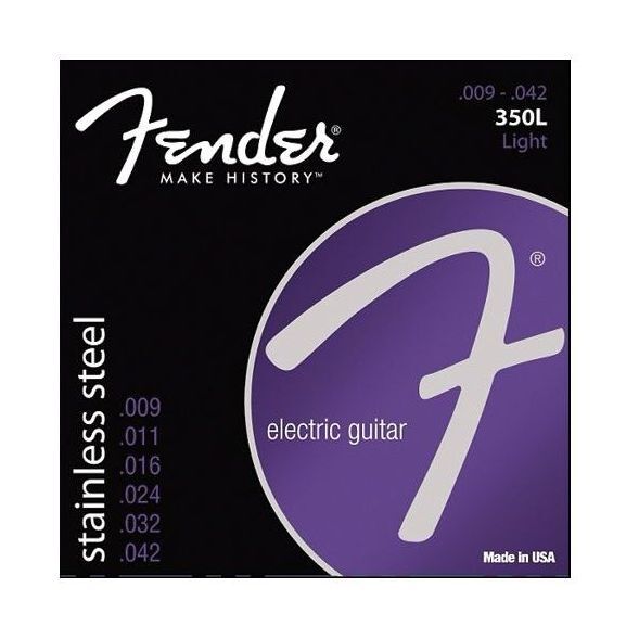 Fender 350L Electric Guitar Strings - Stainless Steel Ball-End (9-42 Light Gauge)