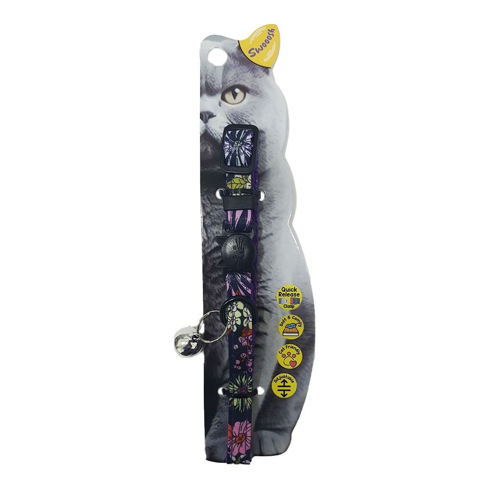 Swooosh Flower Of Ocean Safe Cat Collar - Purple