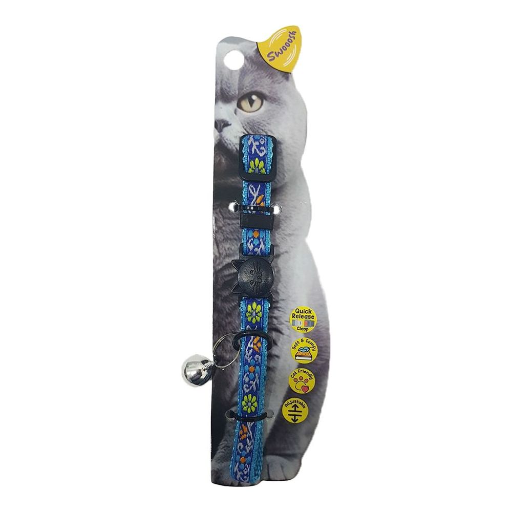 Swooosh Flowericious Flower Safe Cat Collar - Blue