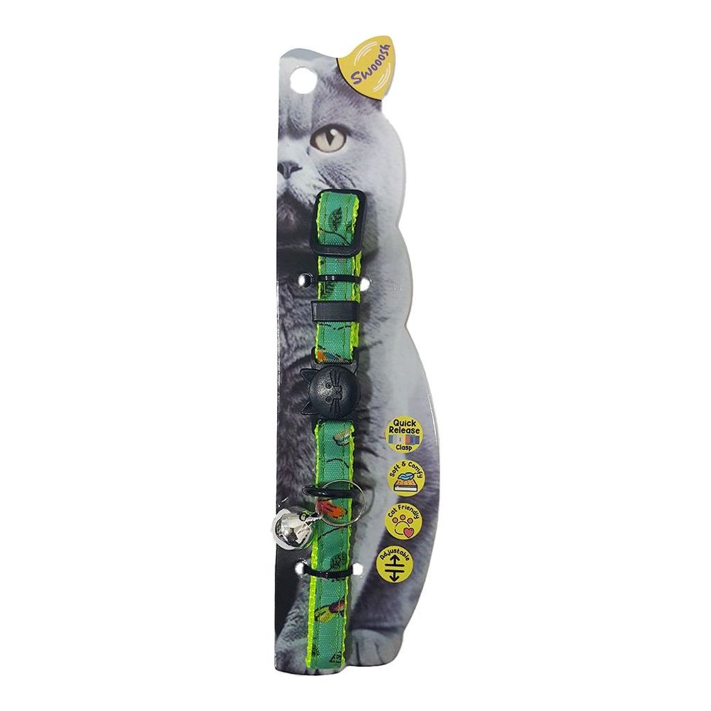 Swooosh Magpie Safe Cat Collar - Green