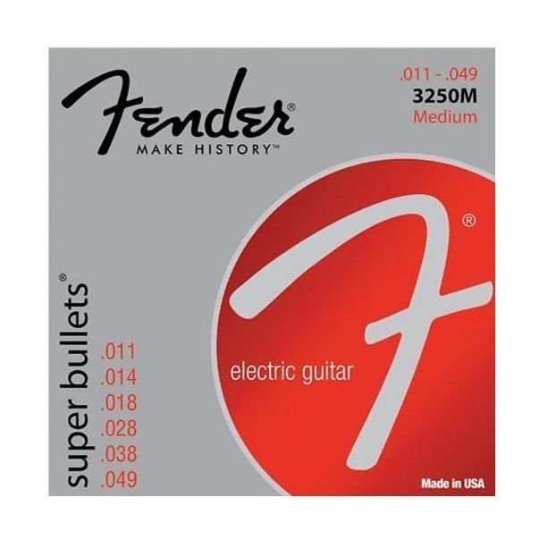 Fender 3250M Super Bullets Electric Guitar Strings - Nickel-Plated Steel Ball-End (11-49 Medium Gauge)
