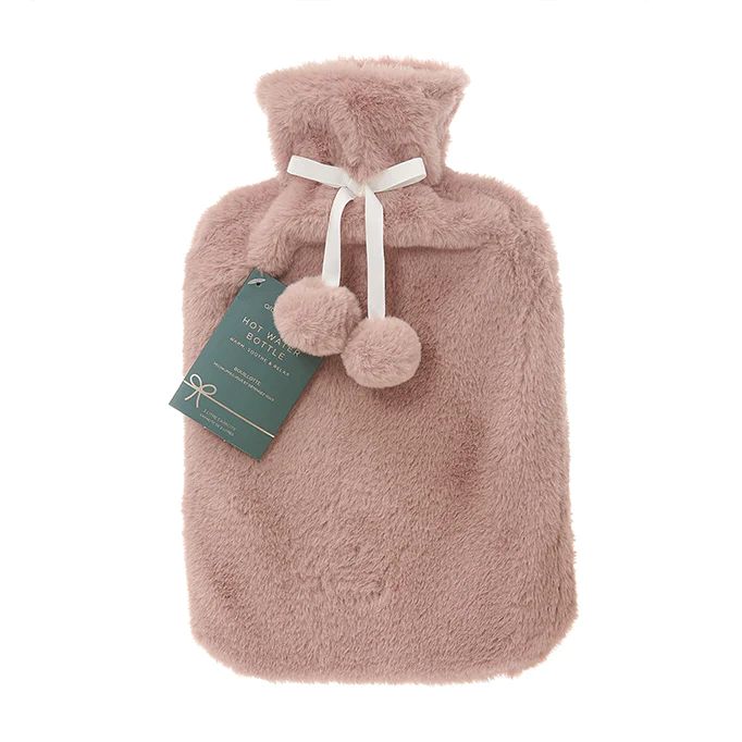 Aroma Home Pink Faux Fur Hot Water Bottle 2L
