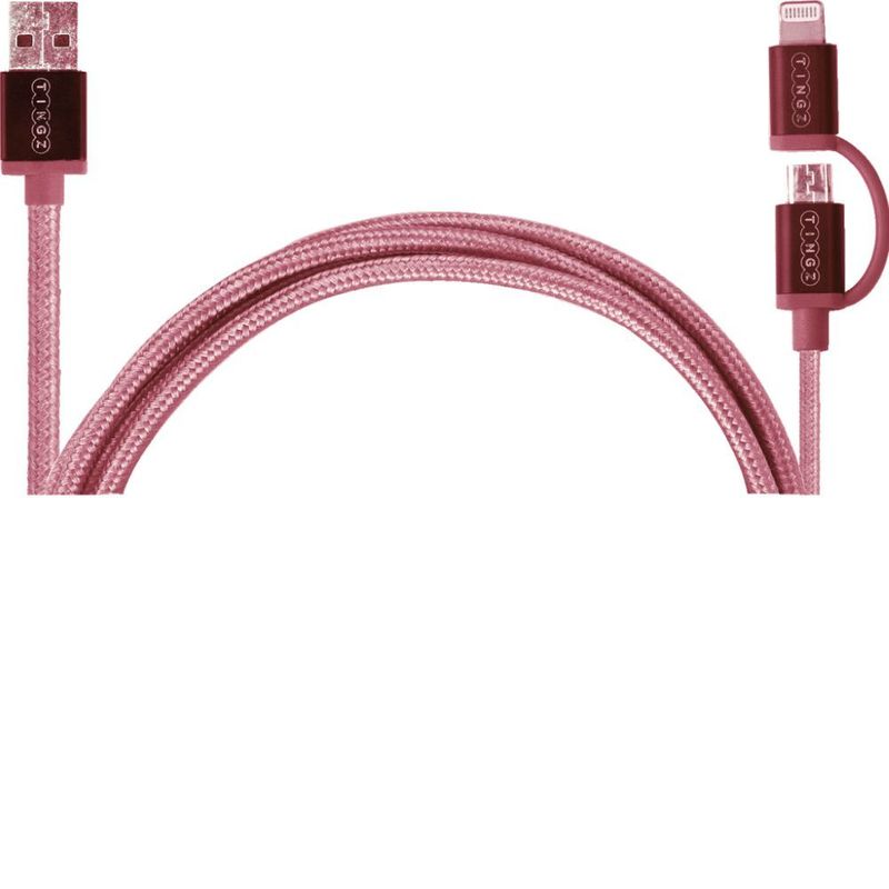 Tingz 2-In-1 Shell Rose Gold Mfi Lightning Cable 1.2M