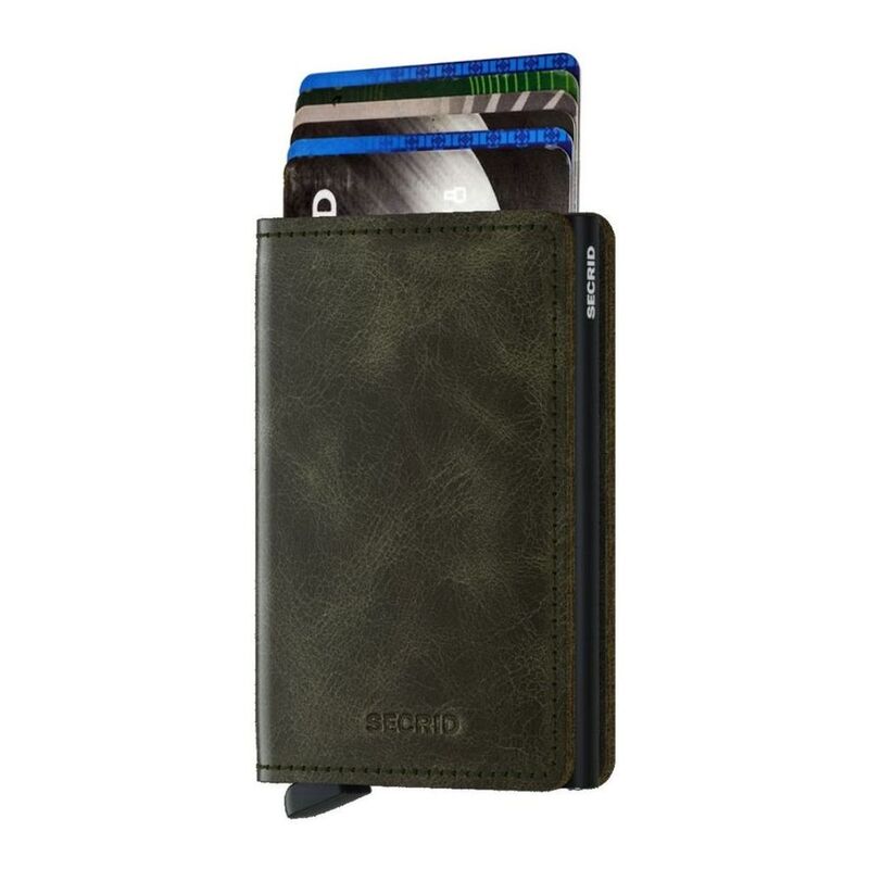 Secrid Slimwallet Leather Wallet Vintage Olive - Black