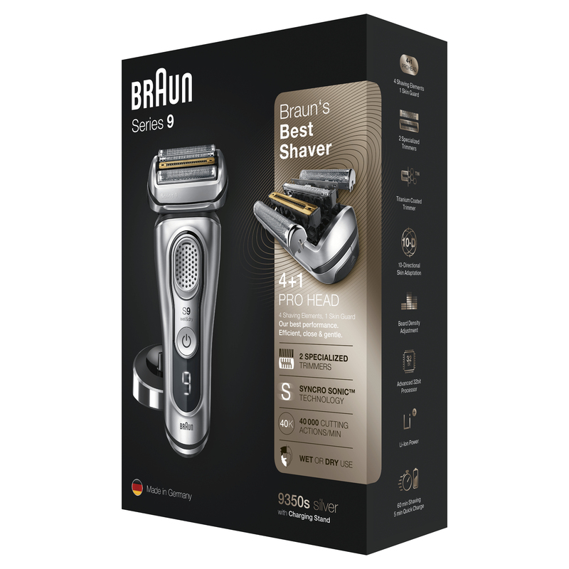 Braun Series 9 9350S Wet & Dry Shaver With Charging Stand Silver