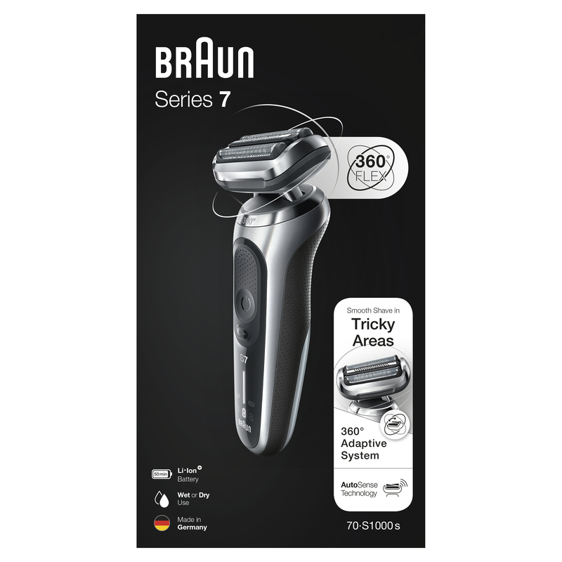 Braun Series 7 70-S1000S Wet & Dry Shaver With Travel Case Silver