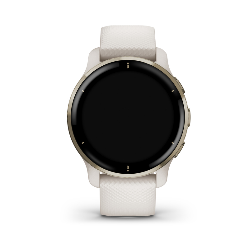 Garmin Venu 2 Plus Cream Gold Stainless Steel Bezel with Ivory Case and Silicone Band Smartwatch