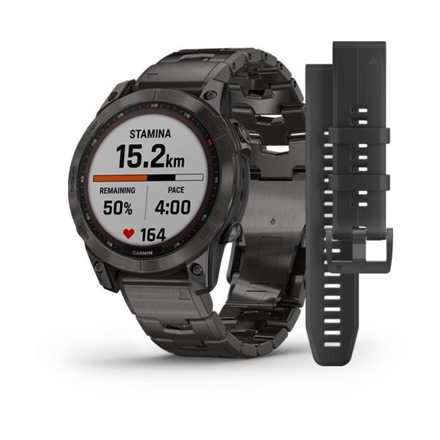 Garmin Fenix 7 Sapphire Solar 47Mm Carbon Grey DLC Titaium with Carbon Grey DLC Vented Titanium Band Smartwatch