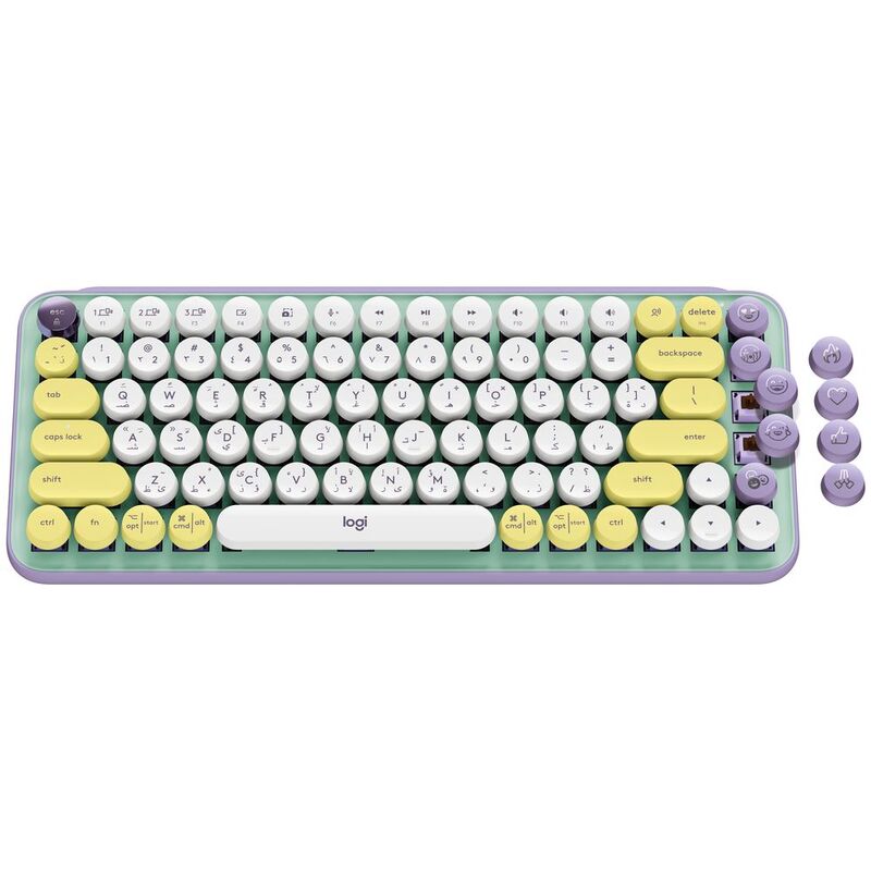 Logitech 920-010817 Pop Keys Wireless Mechanical Keyboard With Customizable Emoji Keys Daydream Mint - (Arabic/English)