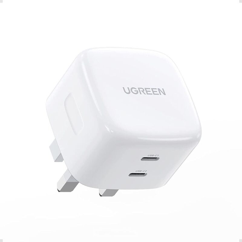 UGreen Gan Fast Charger 65W UK with 2 x USB-C Ports - White