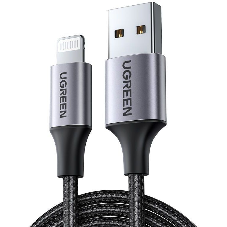 UGreen USB-A to Lightning MFI Cable Nylon Braided 1M - Black