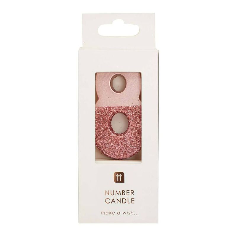 Talking Tables Glitter Number Candle 8 - Rose Gold