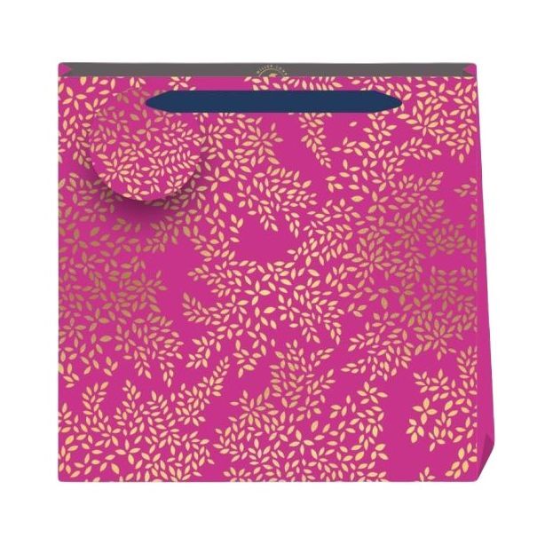 Sara Miller Gold Leaves Pink Medium Bag