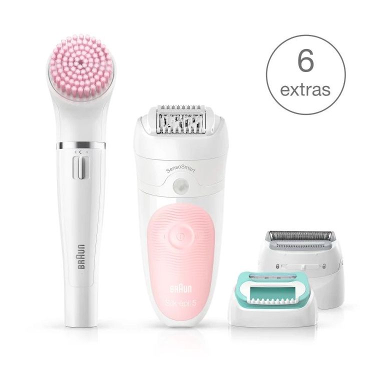 Braun Silk-Epil Beauty Set 5 5/875 Beauty Set Wet & Dry Epilator with 3 Extras + Braun FaceSpa