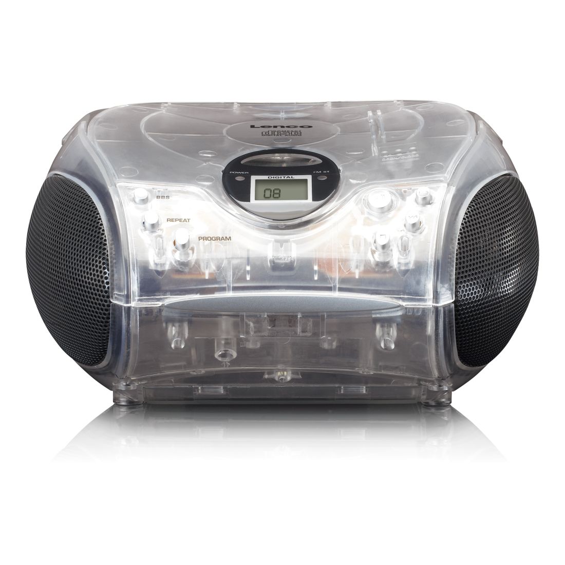 Lenco SCD-24 Portable Stereo FM Radio With CD Player Transparent